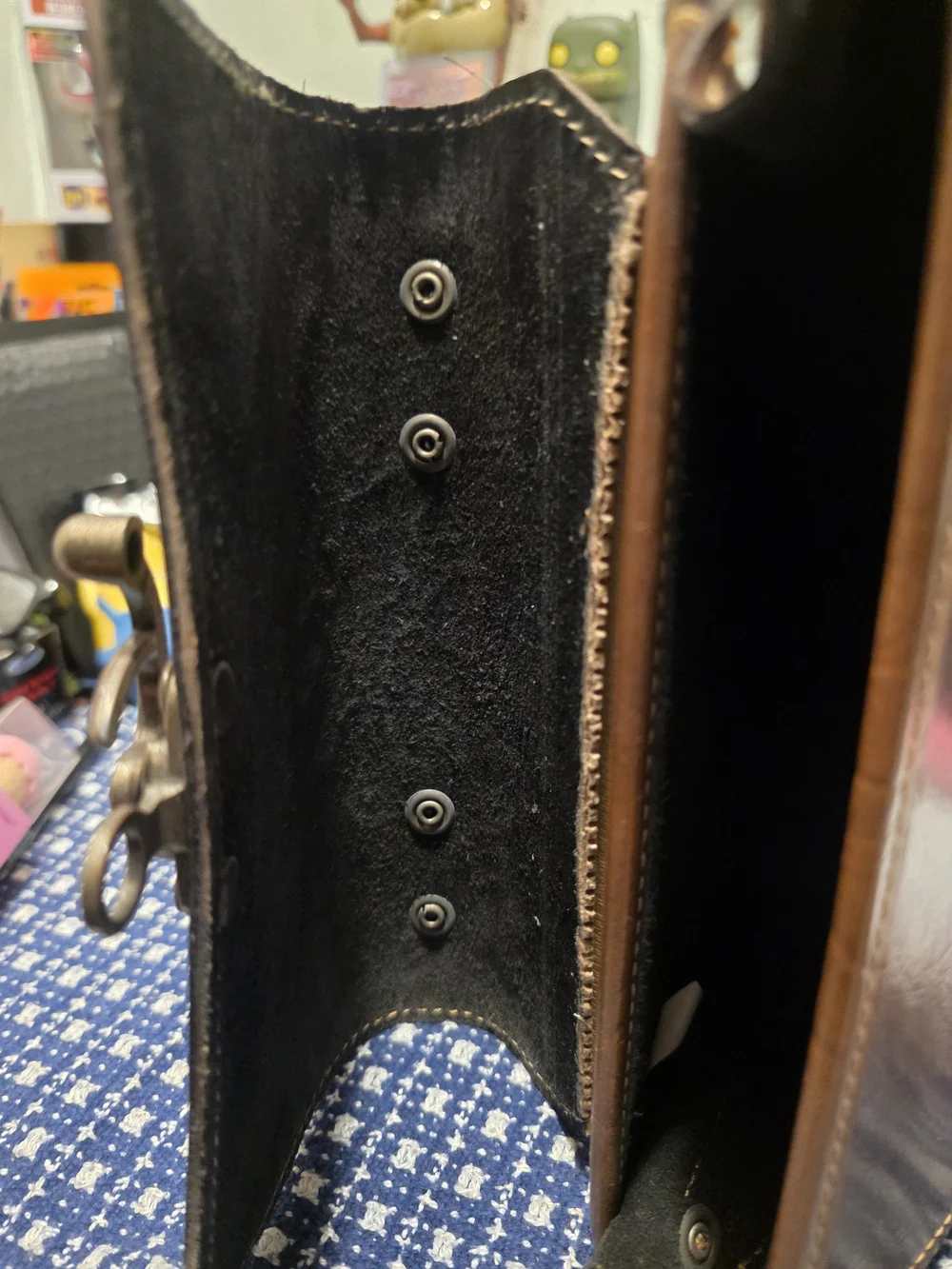 Source Unknown Brown Tooled Leather Satchel with Brass Clasp